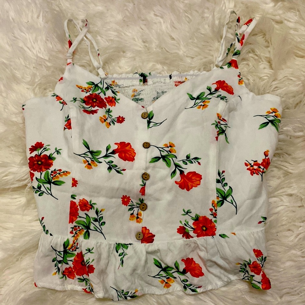 Cute flower crop top with adjustable straps